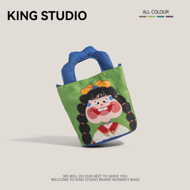 Illustrazione Design Secchiello Per Donne 2025 Nuova Tendenza Borsa Tote in Tela Carina Divertente Borsa a Tracolla Brutta e Carina_voghion.com