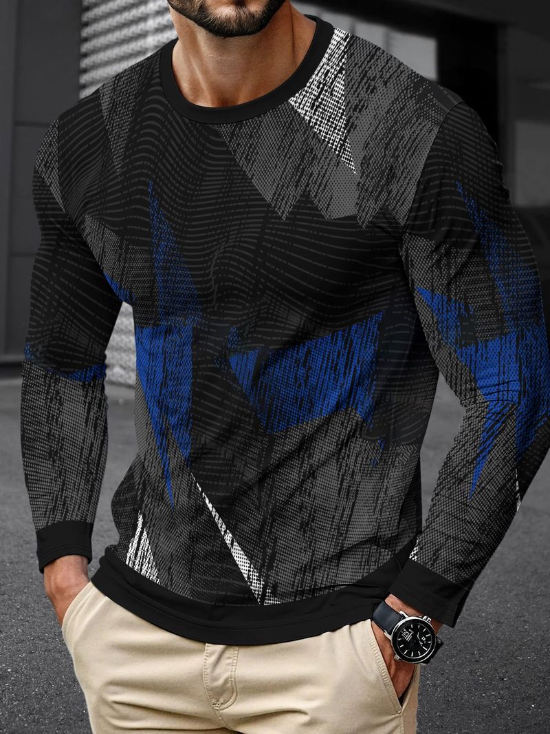 Camisetas geométricas de moda para hombre 2025, camisetas casuales de manga larga con estampado 3D, estilo sencillo y cómodo para primavera y verano._voghion.com