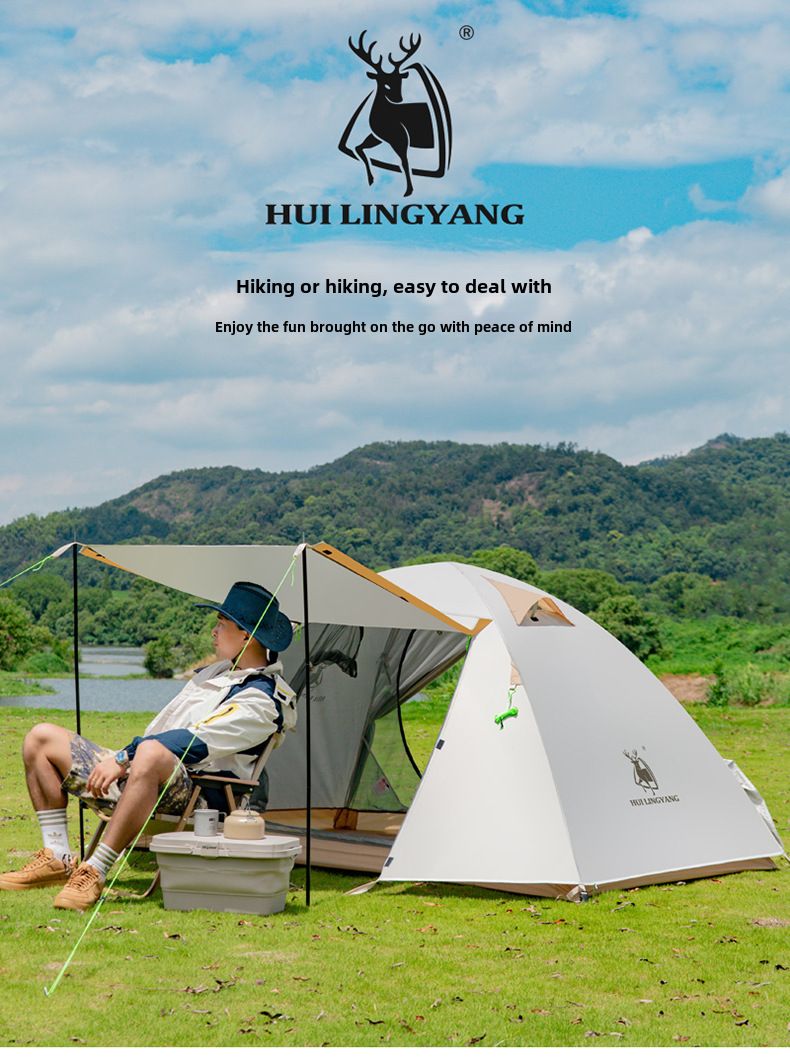 Tenda da campeggio pieghevole portatile in alluminio con palo, attrezzatura da campeggio, antipioggia, campeggio notturno, protezione solare, rivestimento in argento_voghion.com