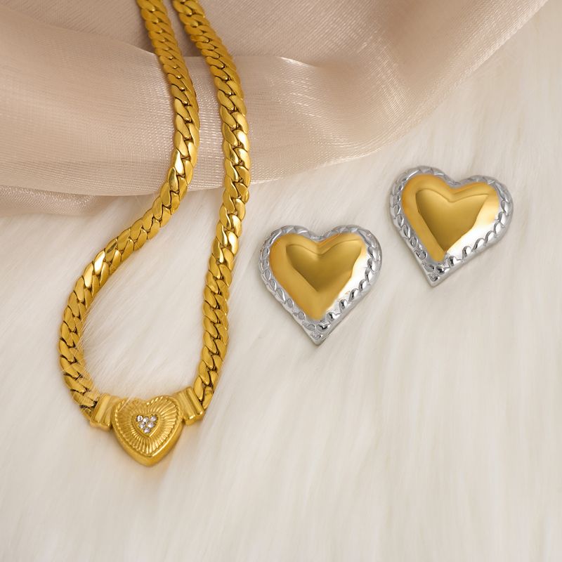 Collana a forma di cuore con catena cubana spessa, leggera, di lusso e alla moda, in acciaio al titanio placcato oro_voghion.com