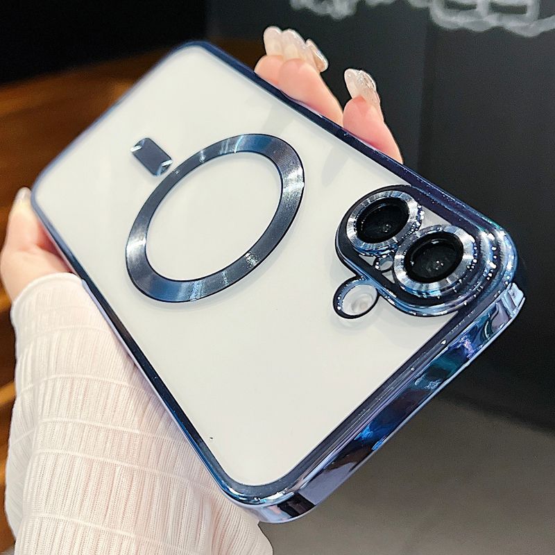 Galvanoitu läpinäkyvä TPU pehmeä kotelo iPhone 16 15 14 Plus 13 12 11 Pro Max Magsafe langattomalle lataussuojalle_voghion.com