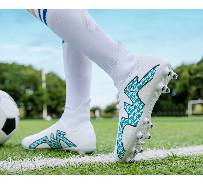 High-Top-Fußballschuh für Jungen und Mädchen, TF, gebrochener Kunstrasen, AG-Nagellederfuß, Jugend-Studenten-Trainingsschuhe_voghion.com