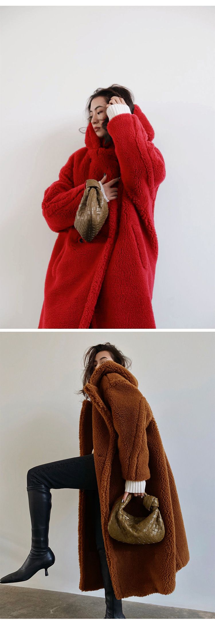 Damenbekleidung Herbst und Winter Lässiger Pelzmantel Damenmantel Mittellanger Kapuzenrevers Modischer Lammwolle-Temperament-Trend_voghion.com