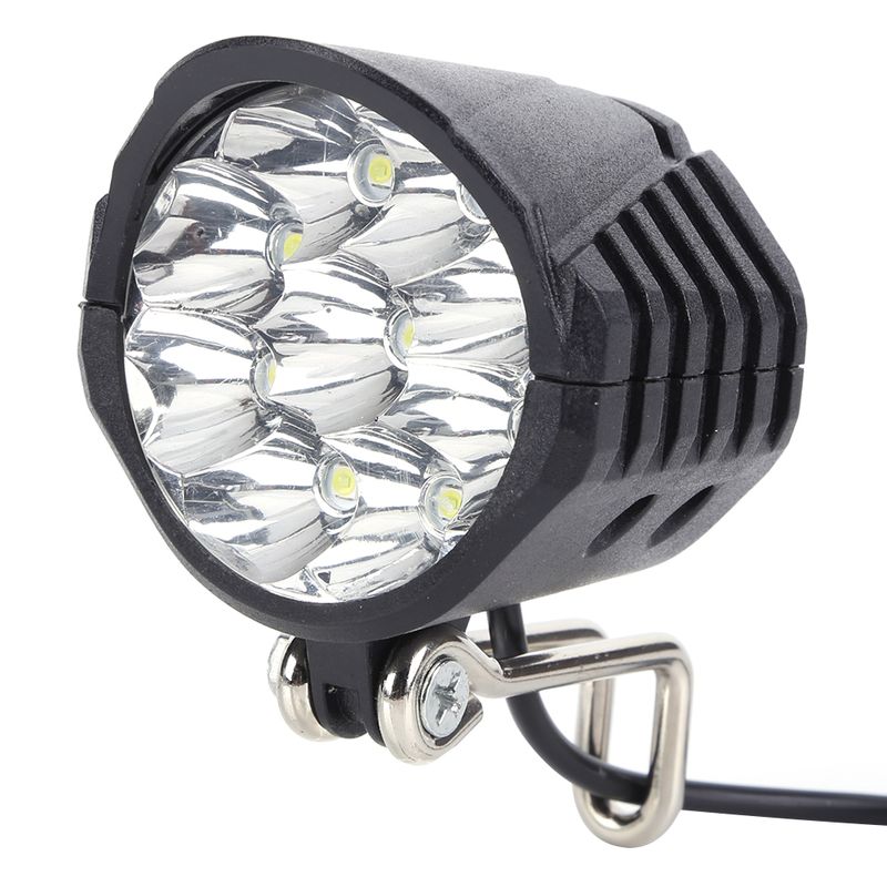 Luce per bicicletta elettrica da 36/48/60 V con clacson 18 W 9 LED Scooter elettrico Luce anteriore a LED Faro ad alta potenza impermeabile per bici elettrica_voghion.com