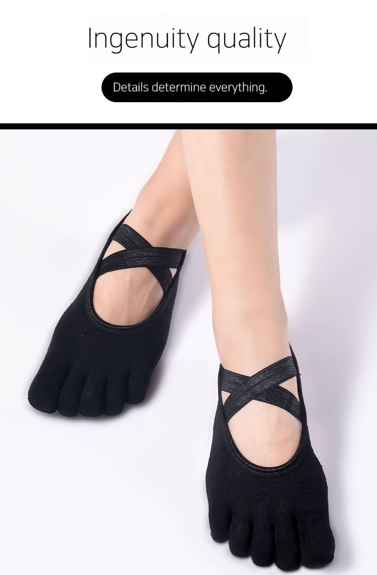 Pilates Five Finger Professional Non Slip Summer Yoga Socks_voghion.com