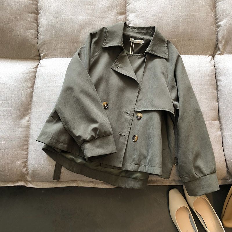 Women's Clothing spring new retro short windbreaker for small men female chic loose temperament coat 7962_voghion.com