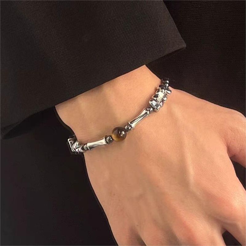 Brățară naturală retro chinezească nouă cu ochi de tigru, temperament neutru, design pentru bărbați, brățară de obsidian de lux ușoară_voghion.com