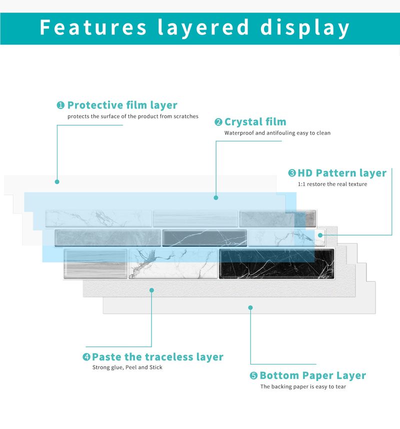 12 pezzi adesivi per piastrelle in cristallo di marmo a forma di mosaico per cucina, bagno, decorazione murale autoadesiva impermeabile_voghion.com