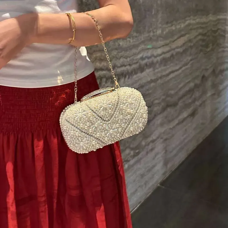 Designer-Taschen Handgemachte Abendkette Schulter Vollperlen Clutch Damen Künstliche Perlen Handtasche Für Hochzeitsfeier Tasche_voghion.com