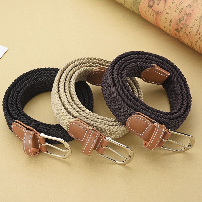 Women's Braided Belt, Hundreds Of Jeans, Women's Hole-less Canvas Belt, Elastic Band_voghion.com
