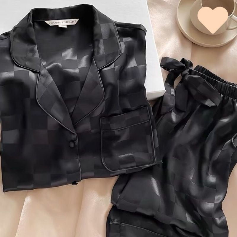 2025 Neue High-End-Nachtwäsche: Langarm-Dünnversion für Damen im Frühling und Herbst, zweiteiliges Heimkleidungsset aus Seide_voghion.com