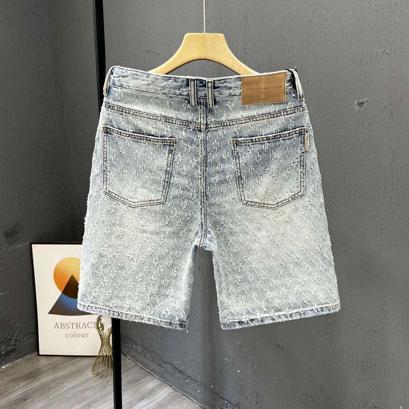 Männerkleeder Retro Distressed Denim Shorts Riicht locker Villsäiteg Shorts_voghion.com