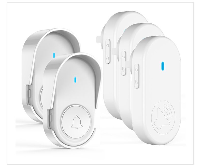 Wireless Doorbell With 38 Melodies, 250m Range, Remote Control & Anti-Theft Alarm (US/EU Standard, Black/White, 1T1/1T2/2T1/1T3)_voghion.com