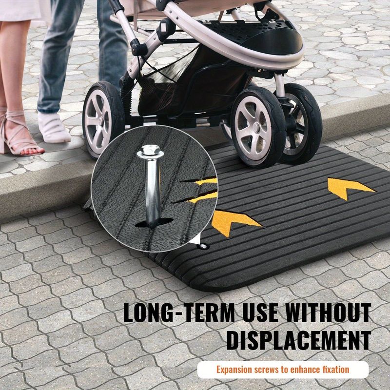 Upgraded 4" Rise Rubber Threshold Ramp With Single Channel | Non-Slip Textured Surface | Heavy-Duty Design Supports 33, 069 Lbs | Ideal For Wheelchairs, Scooters, And Shelf Liners_voghion.com