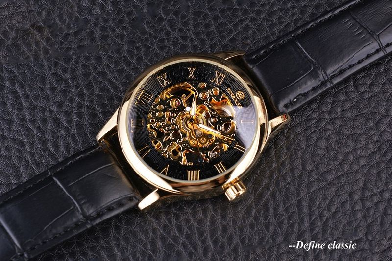 Orologio da uomo meccanico scheletrato con cassa trasparente e display con numeri romani, design retrò classico, orologio di lusso di marca superiore_voghion.com