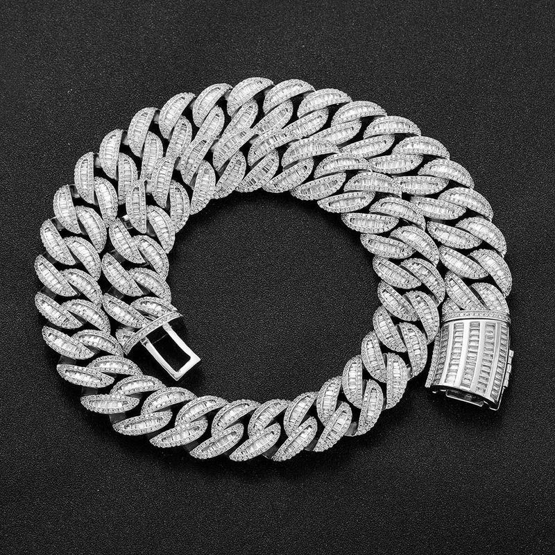 Hip Hop Miami Cuban Link Mixed T Cubic Zirconia Men's Necklace Jewelry Accessories_voghion.com