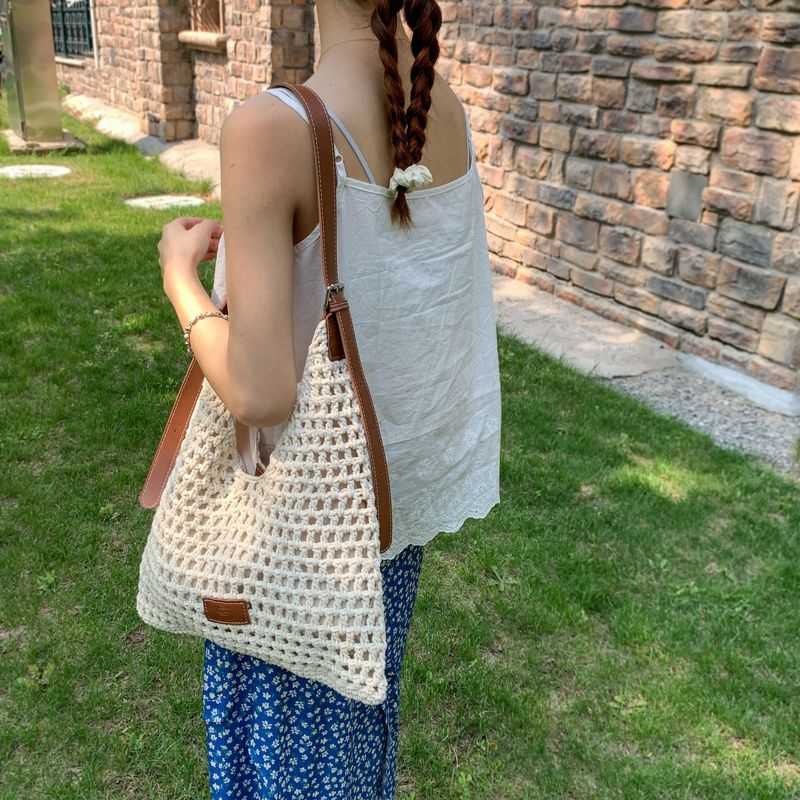 Borsa a tracolla versatile da spiaggia, da donna, per le vacanze, in paglia, di grande capacità, alla moda e alla moda_voghion.com