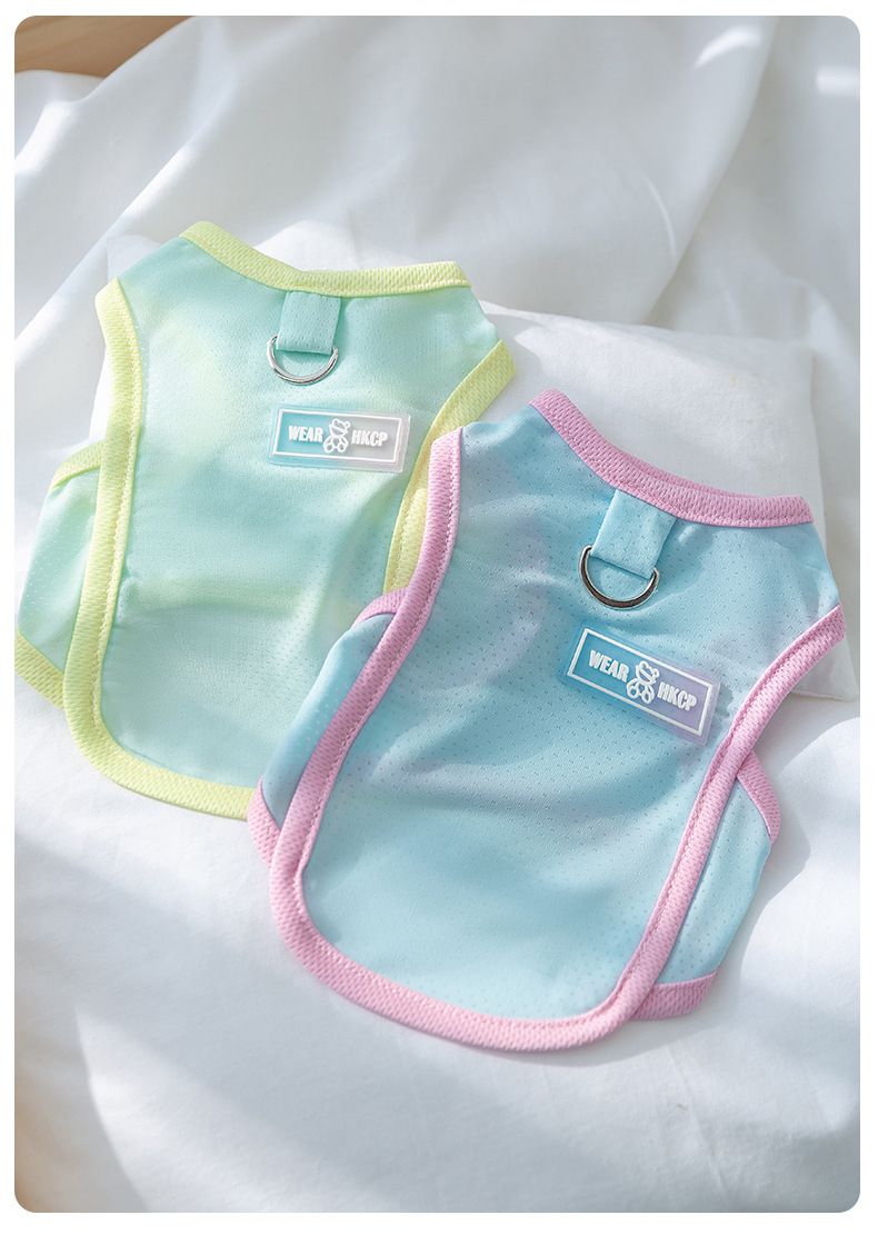 Gradient Cool Ice Silk Tank Top For Small Dogs Cats Going Out With Two Feet Spring And Summer Thin Pet Dog Clothes_voghion.com