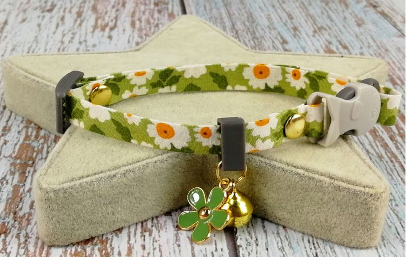 Coleira para filhotes de verão, coelho, universal, casual, verde, coreano, gatinho, margarida, cereja, gato_voghion.com