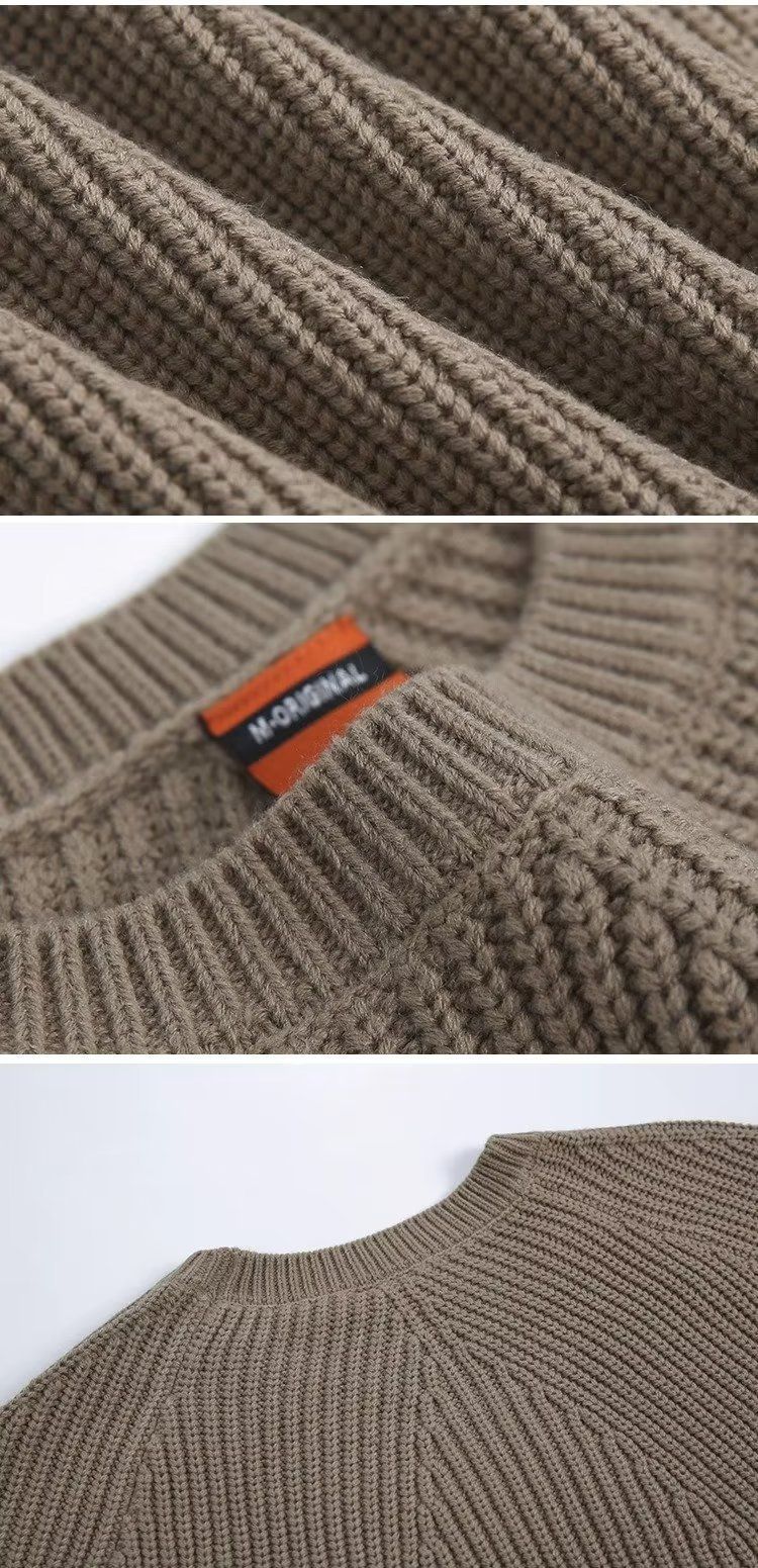 Knitted Sweater Men's Solid Color Business Suit Inner Layer Base Shirt Lazy Loose Trendy_voghion.com