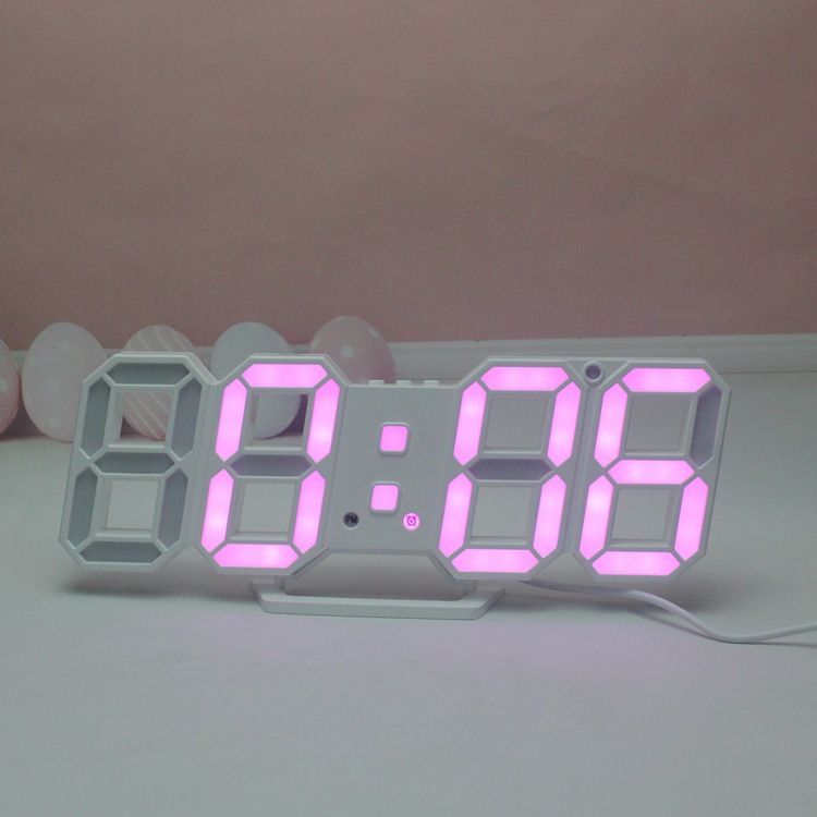 Orologio digitale a LED con rilevamento automatico e display 3D, multifunzione, doppio uso da parete/tavolo, 12 opzioni di colore_voghion.com