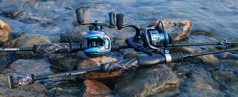 Combo de pesca de lubina, carrete colorido, carrete giratorio y caña de pescar Baitcasting con mango de superpolímero._voghion.com