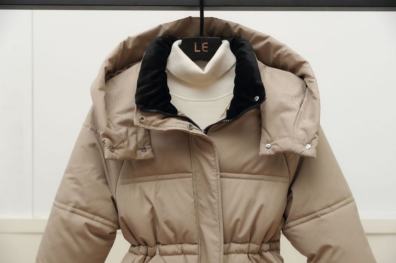 Women's Clothing Large Size Winter Cotton Coat Mid Length Hooded Large Fur Collar Loose Warm Puffer Coat_voghion.com