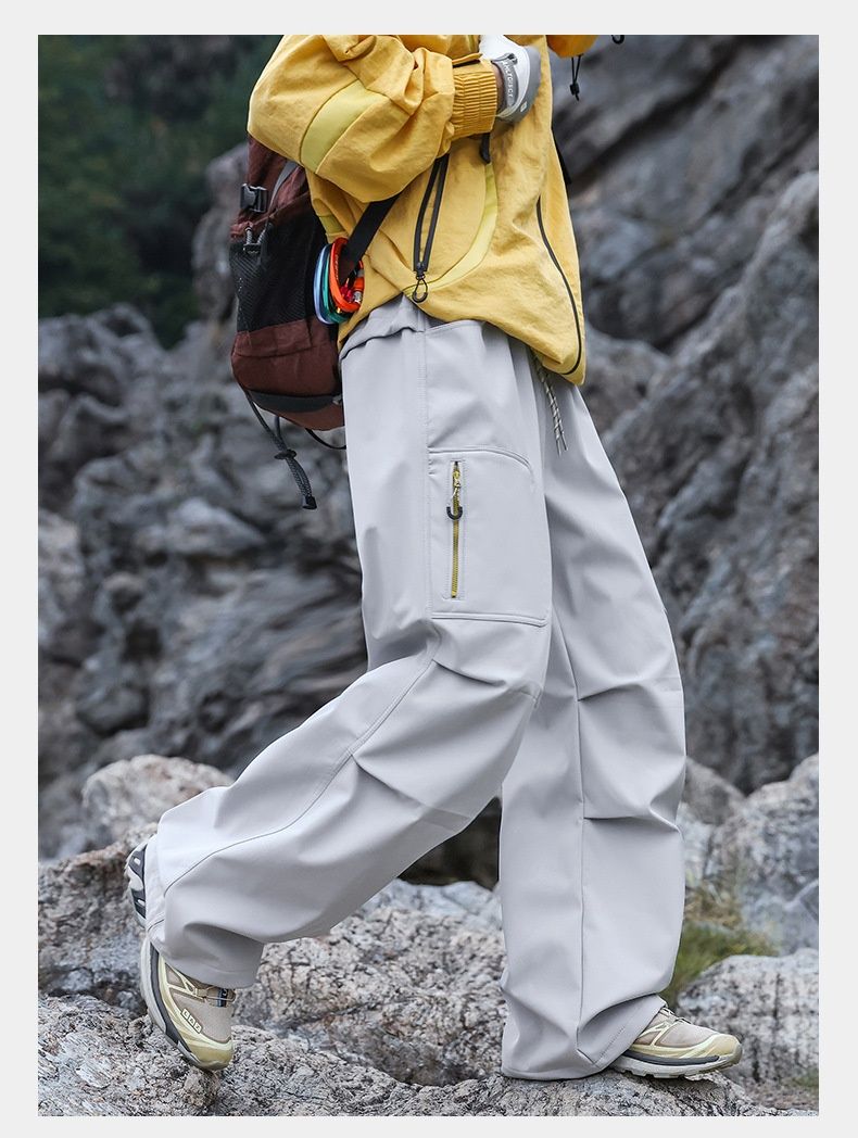 Pantalon cargo unisexe à jambes droites, coupe droite, doublé polaire softshell, résistant à l'usure et déperlant, idéal pour la randonnée en plein air (001 IZEXX)._voghion.com