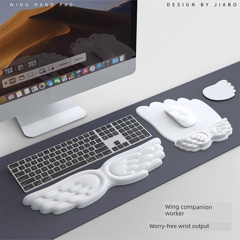 Niezrównana jakość Angel Wings Keyboard Tray Wrister Ochronna silikonowa podkładka pod mysz dla mężczyzn i kobiet Miękka orteza na nadgarstek Pianka zapamiętująca kształt_voghion.com