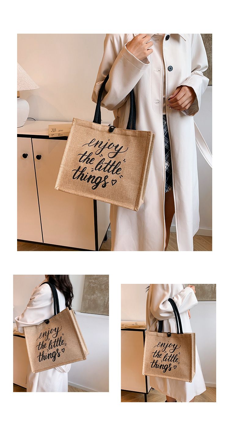 Beach Bag Thickened Large Capacity Linen Underarm Bag Shopping Bag Commuter Tote Bag Premium Casual Hand Bill Shoulder Bag Minimalism_voghion.com