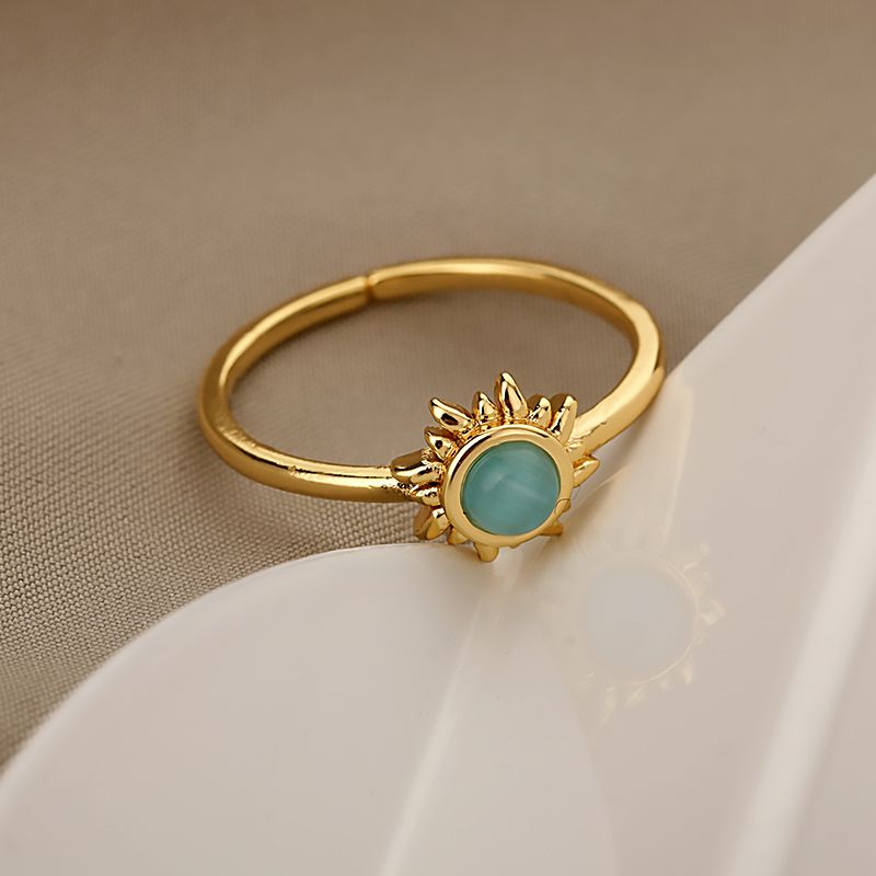Fashion STAINLESS Steel Sonn Opal Fir Won Gold Faarf Koppel Réng Ästhetesch Engaent Hochzäit Ring Bijouen Party Cadeau Bague_voghion.com