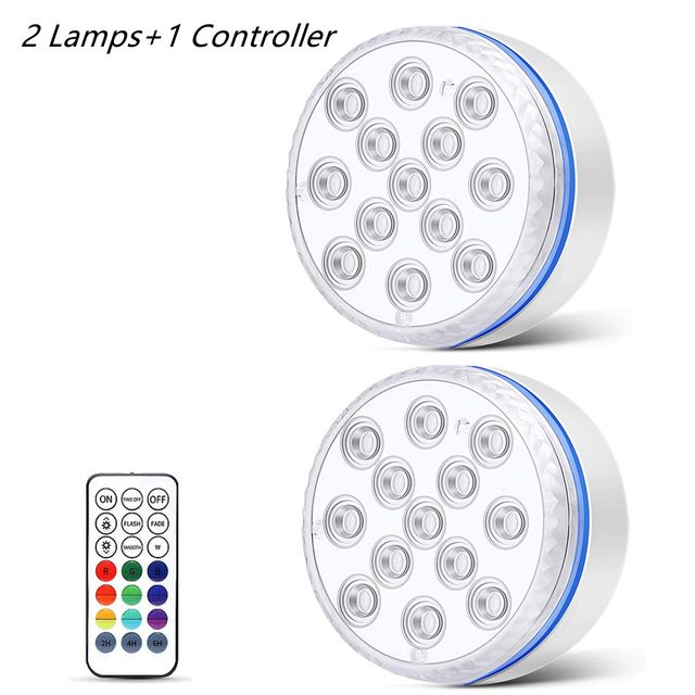 Submersible LED Lights with Remote Underwater Pool Light IP68 Magnet 13 LED Bright Lamp RGB for Pond/Pool/Aquarium_voghion.com