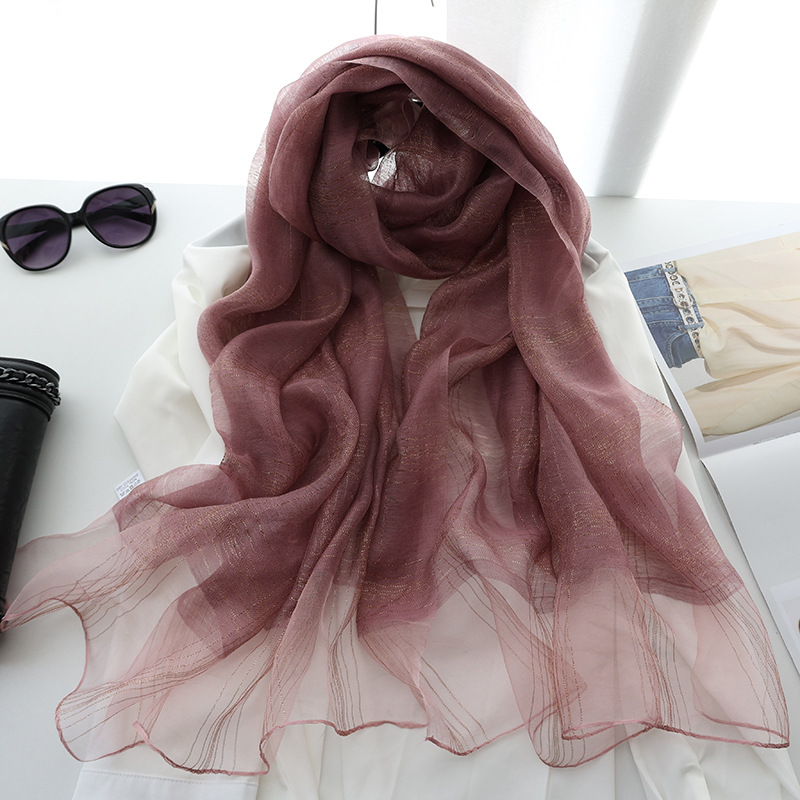 r autumn and winter new version of silk blended scarf female mulberry silk gold and silver silk long shawl dual-use silk scarf_voghion.com