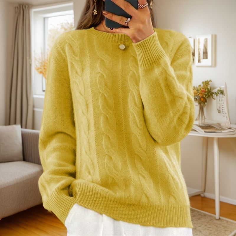 Women's Oversized Knit Sweater Chunky Cable Crochet Pullover Long Sleeve Solid Color Retro Casual Winter Warm_voghion.com