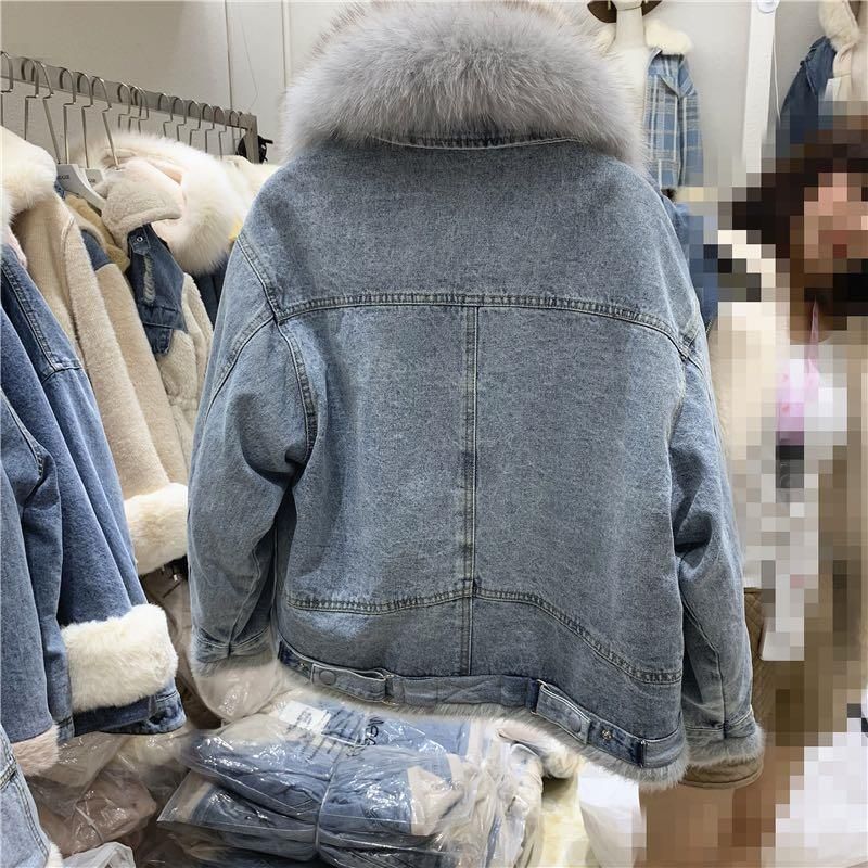 Abbigliamento da donna giacca in denim BF spesso in cotone per donna autunno e inverno nuova taglia grande ampia più cappotto in velluto di lana di agnello e cotone per donna_voghion.com