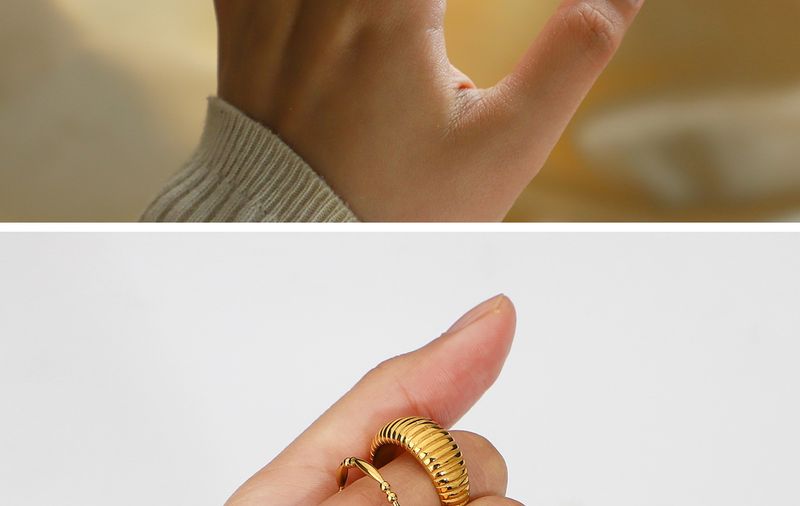 Gorące wyprzedaże Croissant Chunky Rings dla kobiet Kolor Złoty Pozłacany Szeroki Błyszczący Pierścień Ze Stali Nierdzewnej Nieregularna Muszla Biżuteria Do Układania_voghion.com