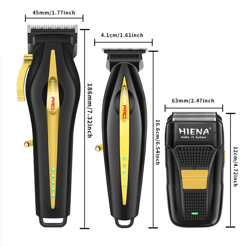 Professional Barber Clipper – Digital Display Cordless Hair Trimmer With Titanium Blades & Gradient Fading (Black/White/Gunmetal)_voghion.com