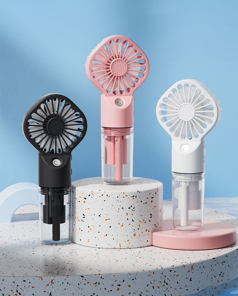 Portable Handheld Mini Humidifier 4 Speeds Powerful Wind USB Rechargeable Water Spray Mist Outdoor Small Fan_voghion.com