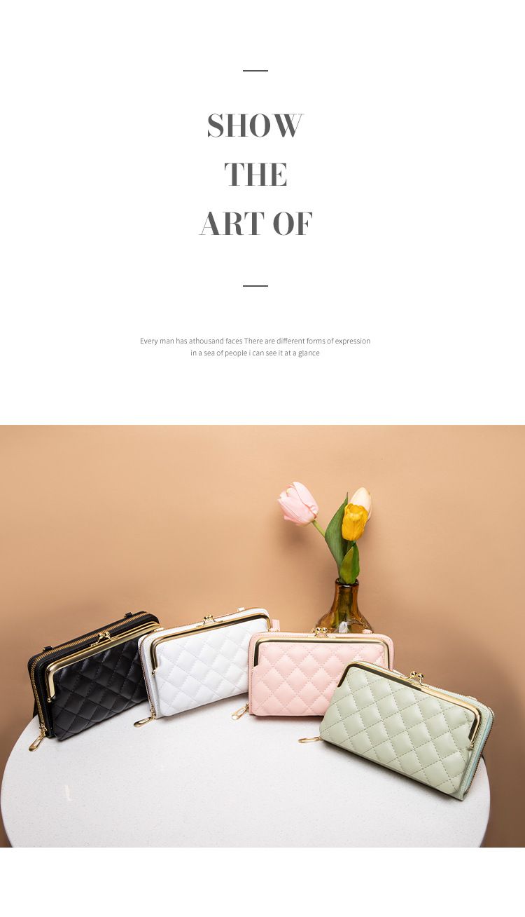 Gewatteerde crossbodytas voor dames met rits en draaisluiting - Lange portemonnee met twee vouwen, telefoonhoesje, stijlvol minimalistisch ontwerp_voghion.com