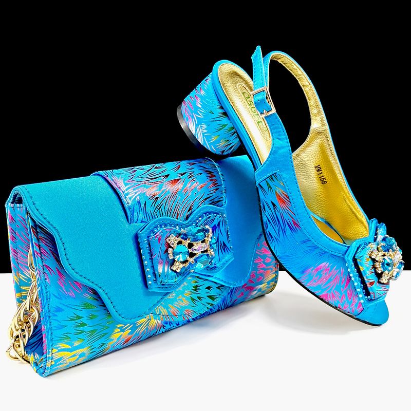 Women’s Shoes Elegant and fashionable open toe women's shoe and bag set Camouflage fireworks pattern Suitable for banquets and daily life_voghion.com