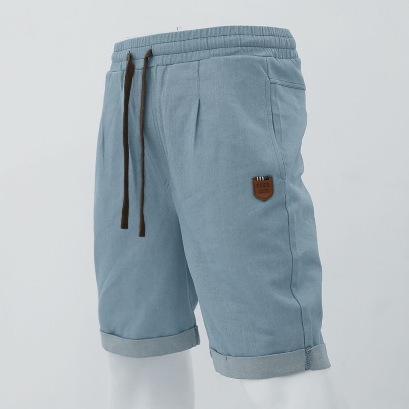 Herren Neue gewaschene einfache Shorts Casual Sports Loose Cotton Denim Fünf-Minuten-Hosen_voghion.com