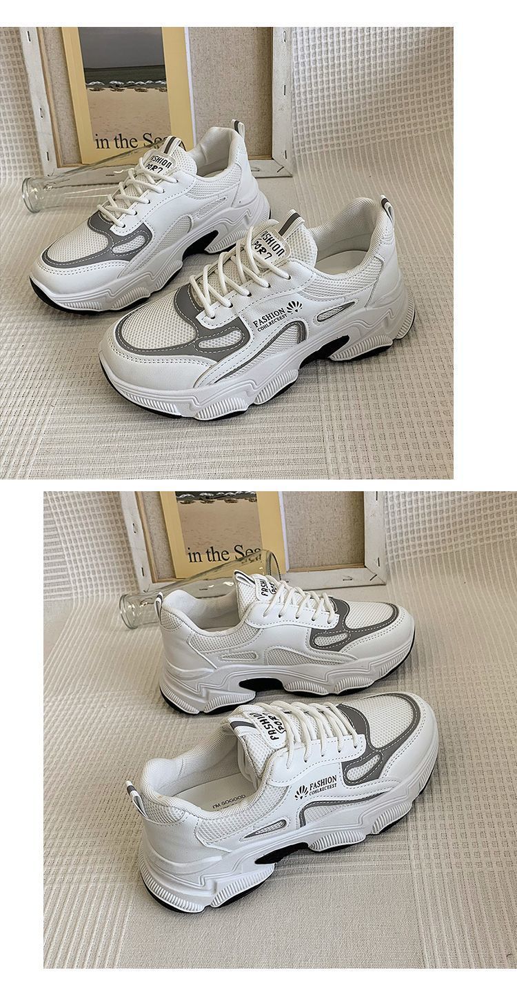 Daddy-Schuhe für Damen, neuer leichter Stil, atmungsaktives Mesh, Studenten-Sportschuhe, vielseitige, lässige weiße Schuhe_voghion.com