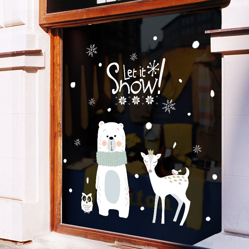 Calcomanías navideñas extragrandes para ventanas: 60 x 90 cm, pegatinas navideñas de PVC para decoración del hogar, tiendas y oficinas (diseño de copo de nieve blanco)._voghion.com