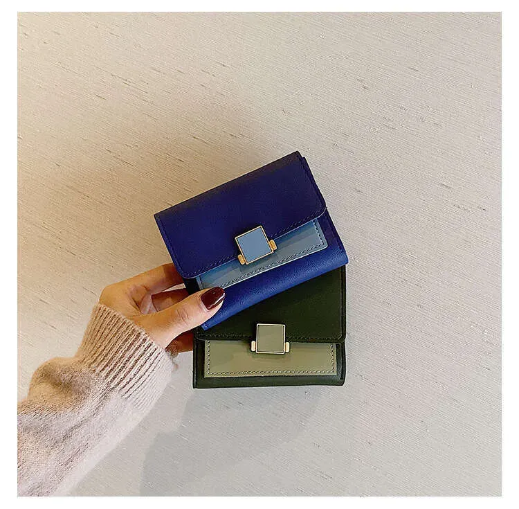 Korean Style Color-Block Fashion Short Wallet Ins Versatile Casual Female Student Money Clip Card Holder Coin Purse_voghion.com