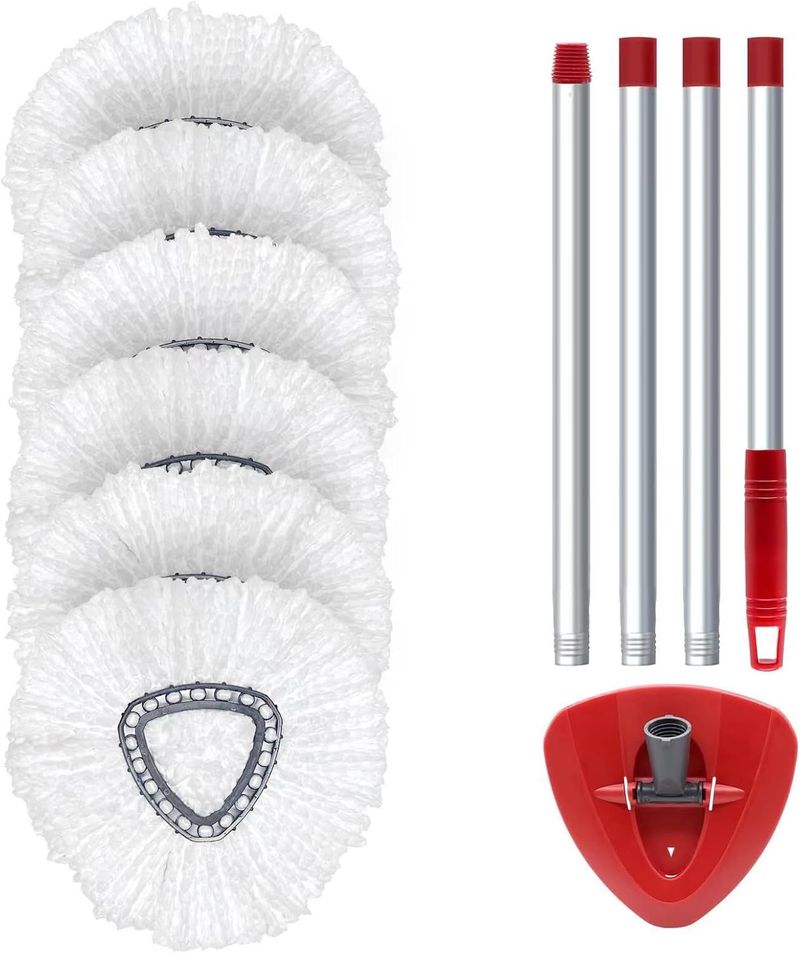 6 Pack O Cedar Spin Mop Replacement Mop HeSpin Mopd, Spin Mop Replacement Microfiber Mop Head, 360 Degree Easy Wringing Dust Mop Head With One Base And One Handle_voghion.com