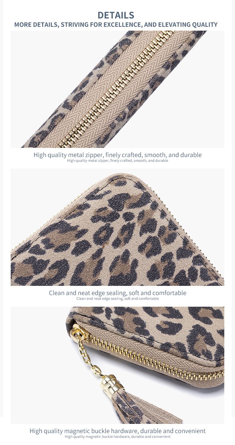Carteira longa de luxo com estampa de leopardo e bloqueio RFID – Bolsa de couro genuíno fina com zíper e compartimentos para vários cartões para mulheres_voghion.com