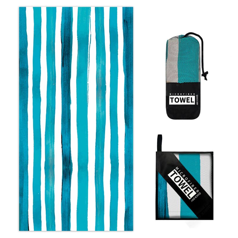 Fashionable striped series double-sided velvet beach towel, ultra-fine fiber towel, printed bath towel_voghion.com