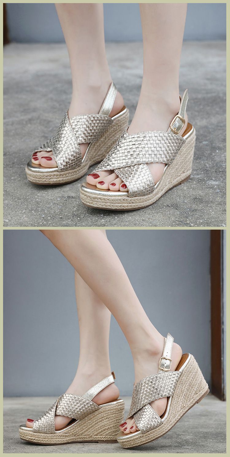 ALM2024-4 Sommer 2024 Süße Sandalen Damenmode Atmosphäre Große Slope Heels Strandschuhe_voghion.com