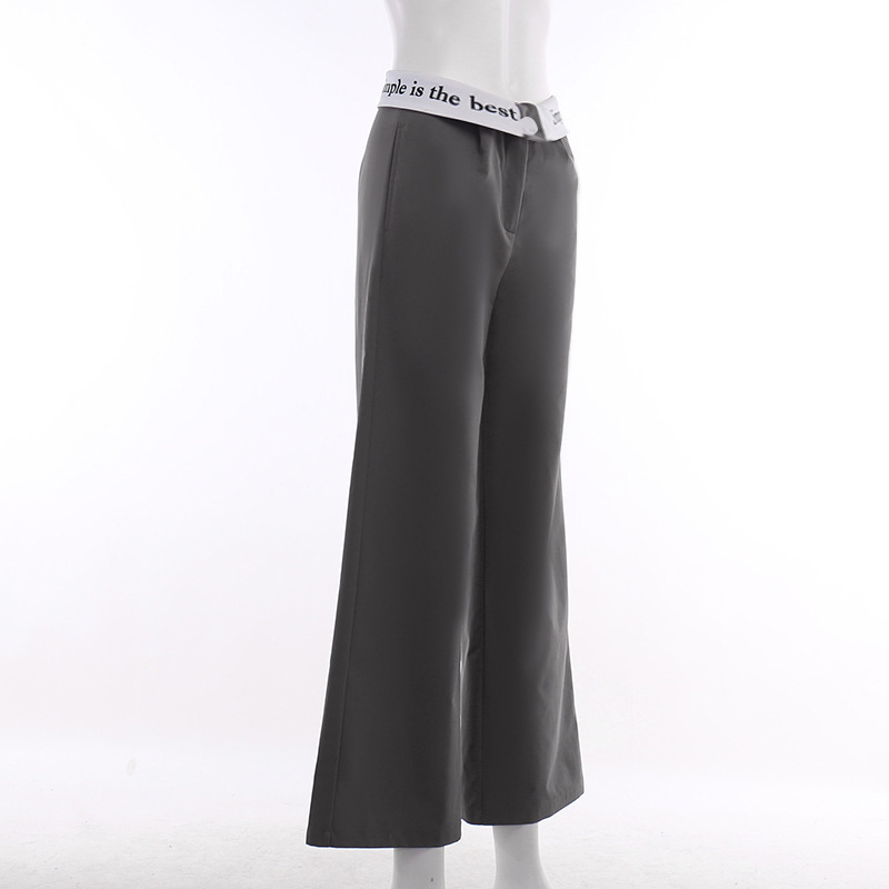 Women's Fashionable Casual Versatile Commuting Solid Color Trousers High Waist Straight Printed Contrast Color Trousers For Women_voghion.com