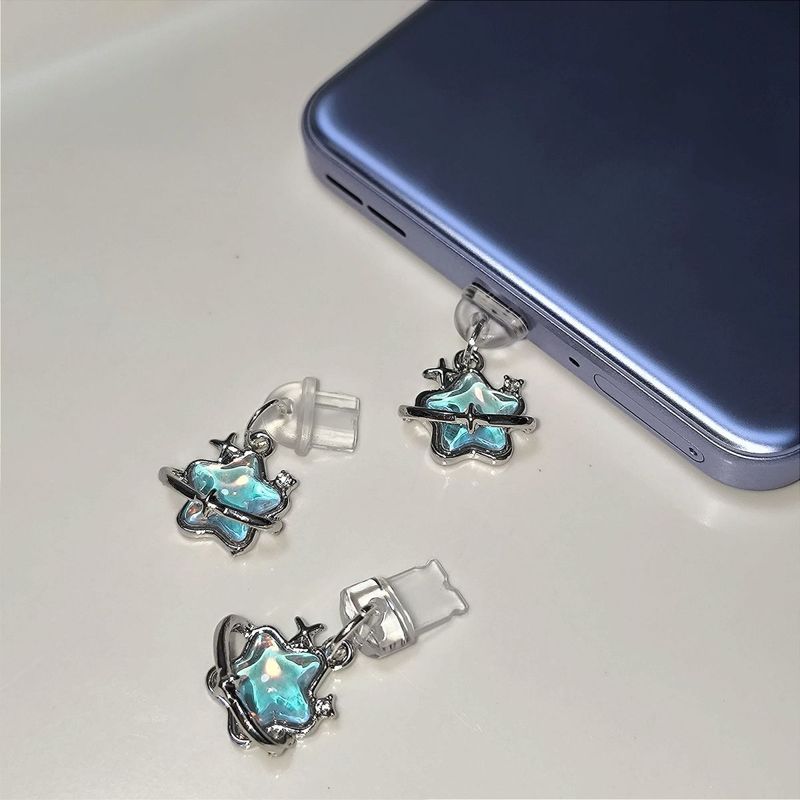 Staubschutzstecker Fünfzackiger Stern Anhänger Einfaches Handyhüllen-Zubehör_voghion.com